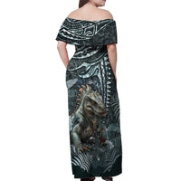 Hawaii Mo'o Lizard God Off Shoulder Maxi Dress Polynesian Style LT05 - Polynesian Pride