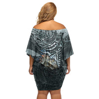 Hawaii Mo'o Lizard God Off Shoulder Short Dress Polynesian Style LT05 - Polynesian Pride