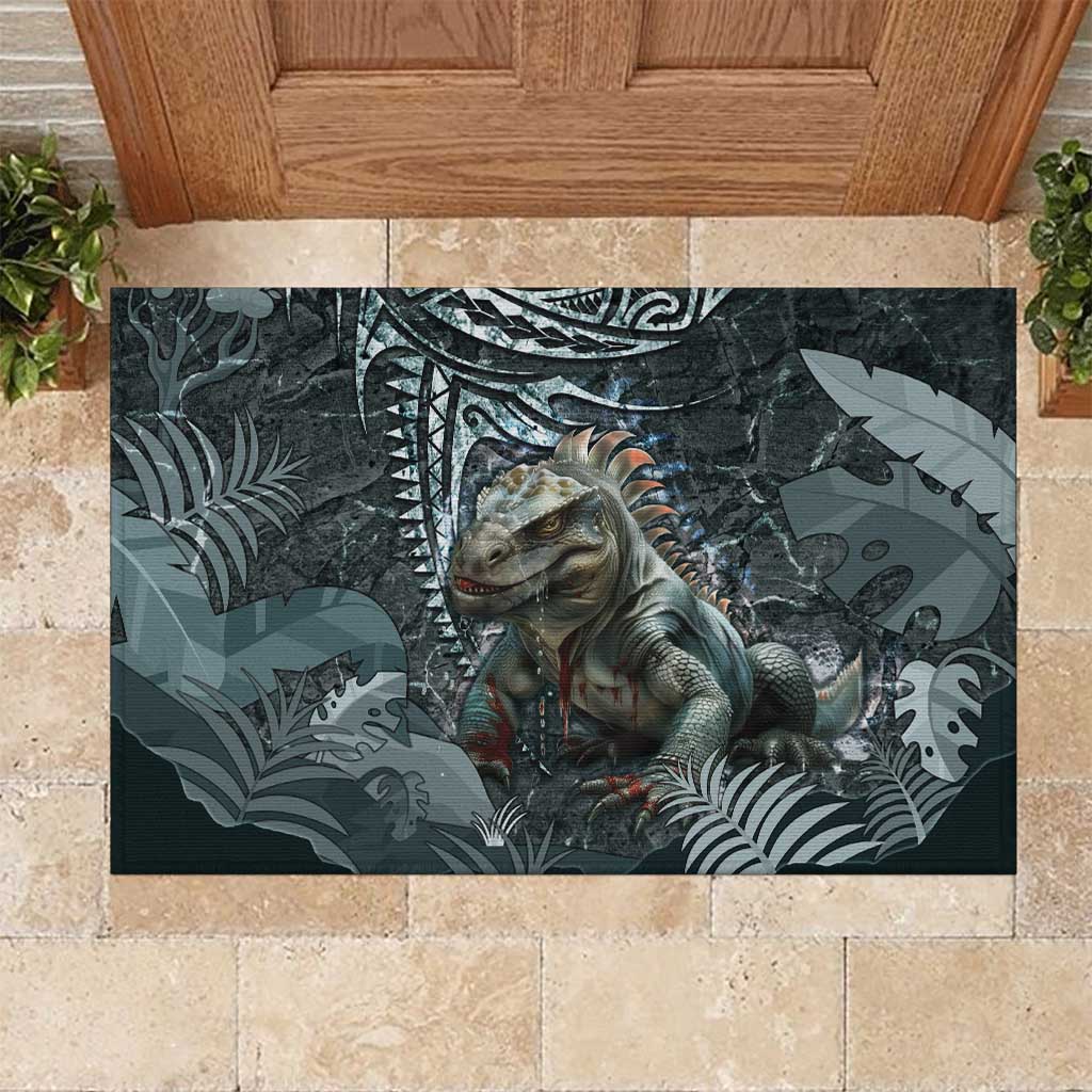 Hawaii Mo'o Lizard God Rubber Doormat Polynesian Style LT05 Green - Polynesian Pride