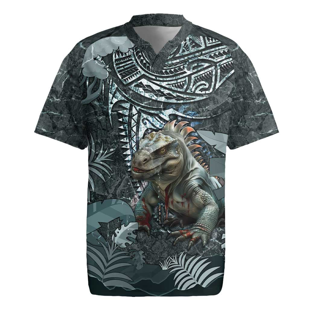 Hawaii Mo'o Lizard God Rugby Jersey Polynesian Style LT05 Green - Polynesian Pride