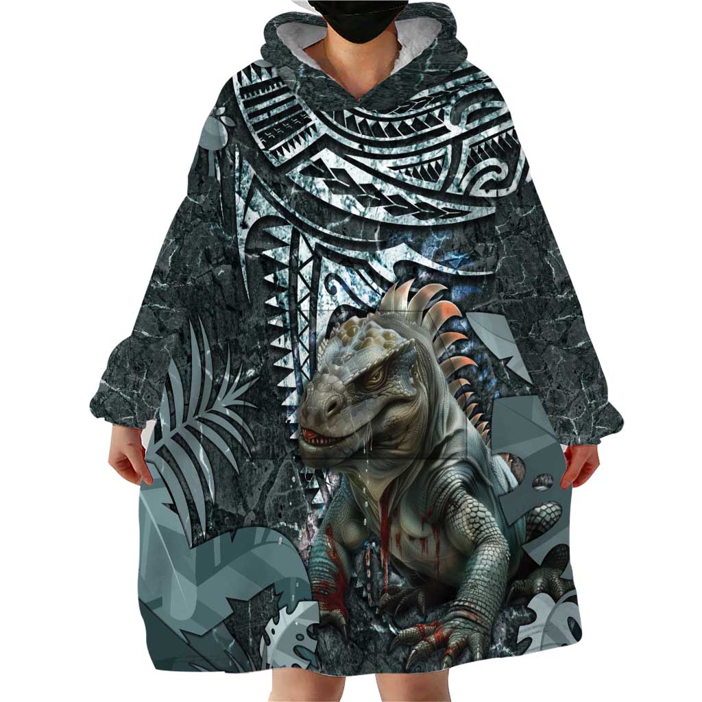 Hawaii Mo'o Lizard God Wearable Blanket Hoodie Polynesian Style LT05 - Polynesian Pride