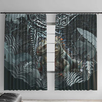 Hawaii Mo'o Lizard God Window Curtain Polynesian Style LT05 With Hooks Green - Polynesian Pride
