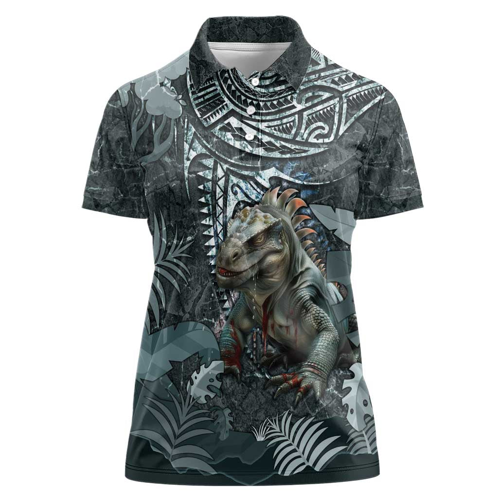 Hawaii Mo'o Lizard God Women Polo Shirt Polynesian Style