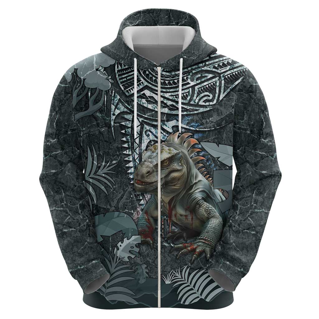 Hawaii Mo'o Lizard God Zip Hoodie Polynesian Style