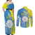 Palau Independence Day Couples Matching Off Shoulder Maxi Dress and Long Sleeve Button Shirt Happy 30th Anniversary