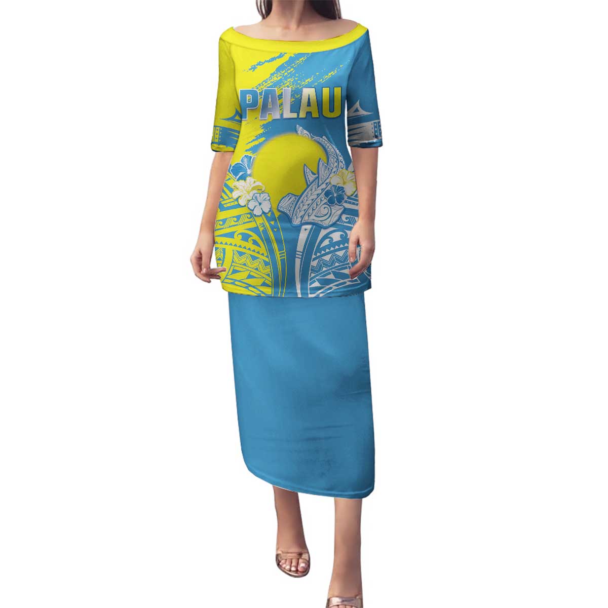 Palau Independence Day Family Matching Puletasi and Hawaiian Shirt Happy 30th Anniversary