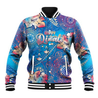 Happy Diwali Festival Baseball Jacket Diya Lamp Rangoli With Polynesian Pattern LT05 Unisex Blue - Polynesian Pride
