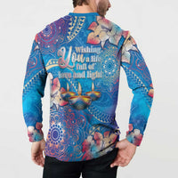 Happy Diwali Festival Button Sweatshirt Diya Lamp Rangoli With Polynesian Pattern LT05 - Polynesian Pride