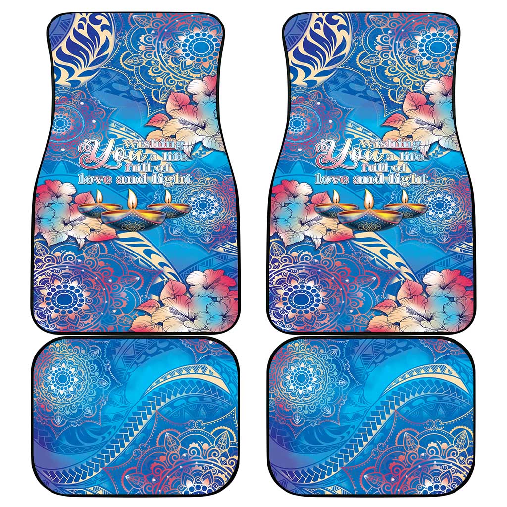Happy Diwali Festival Car Mats Diya Lamp Rangoli With Polynesian Pattern LT05 - Polynesian Pride