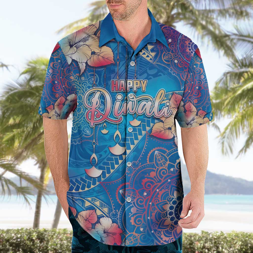 Happy Diwali Festival Hawaiian Shirt Diya Lamp Rangoli With Polynesian Pattern LT05 - Polynesian Pride