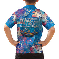 Happy Diwali Festival Kid Hawaiian Shirt Diya Lamp Rangoli With Polynesian Pattern