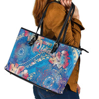 Happy Diwali Festival Leather Tote Bag Diya Lamp Rangoli With Polynesian Pattern LT05 - Polynesian Pride