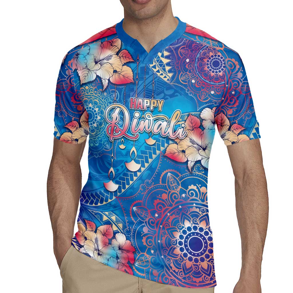 Happy Diwali Festival Rugby Jersey Diya Lamp Rangoli With Polynesian Pattern LT05 - Polynesian Pride