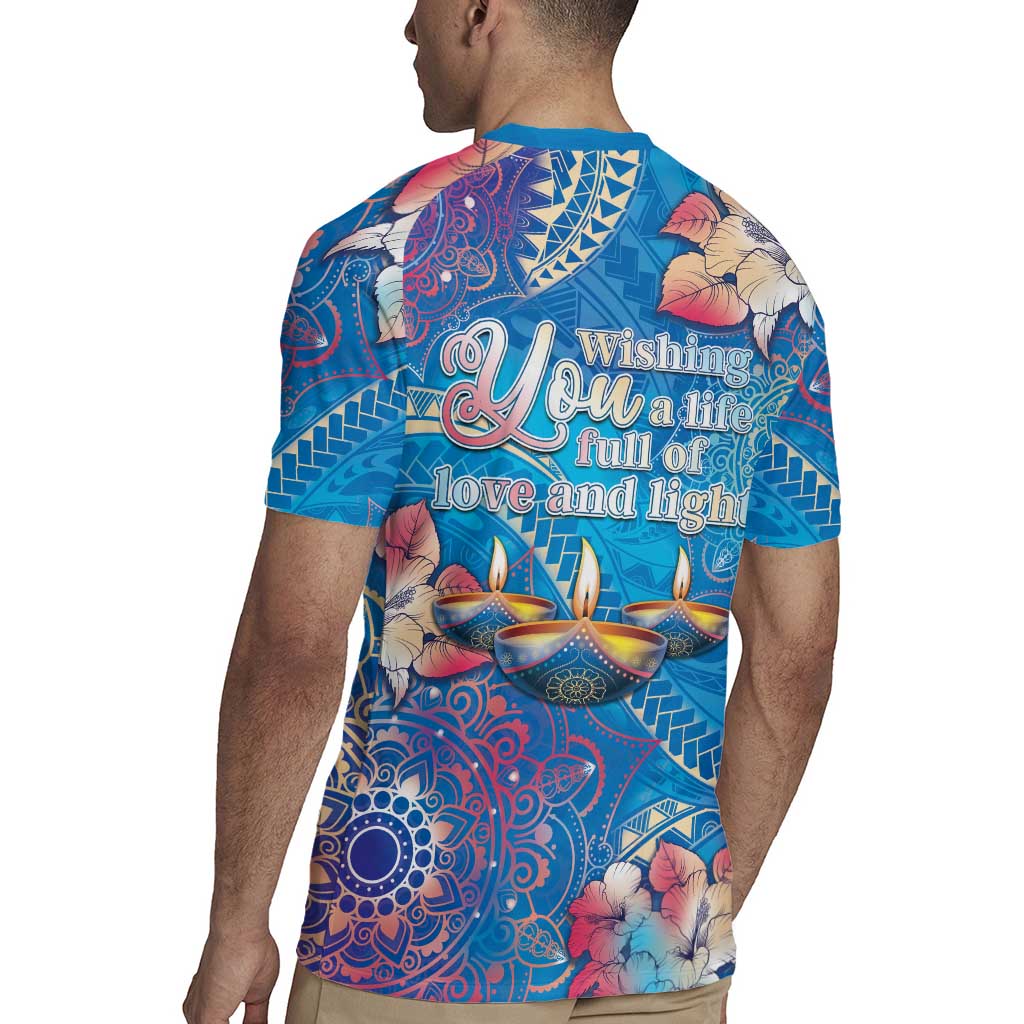 Happy Diwali Festival Rugby Jersey Diya Lamp Rangoli With Polynesian Pattern LT05 - Polynesian Pride