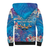 Happy Diwali Festival Sherpa Hoodie Diya Lamp Rangoli With Polynesian Pattern LT05 - Polynesian Pride