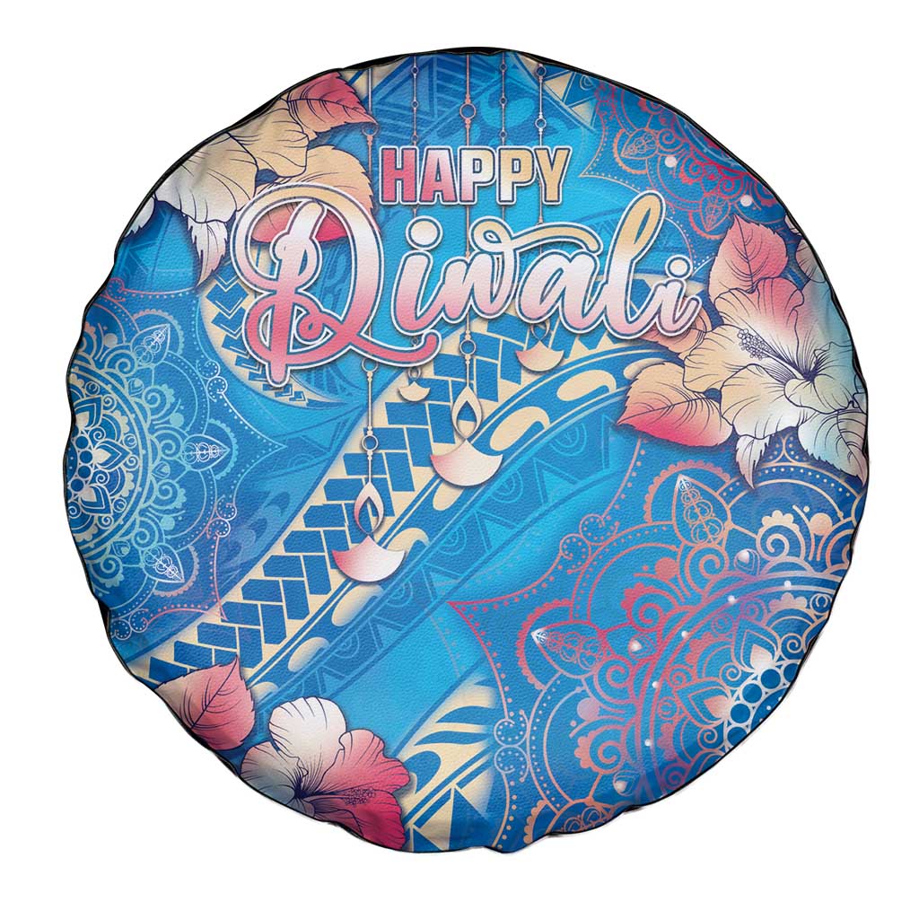Happy Diwali Festival Spare Tire Cover Diya Lamp Rangoli With Polynesian Pattern LT05 - Polynesian Pride
