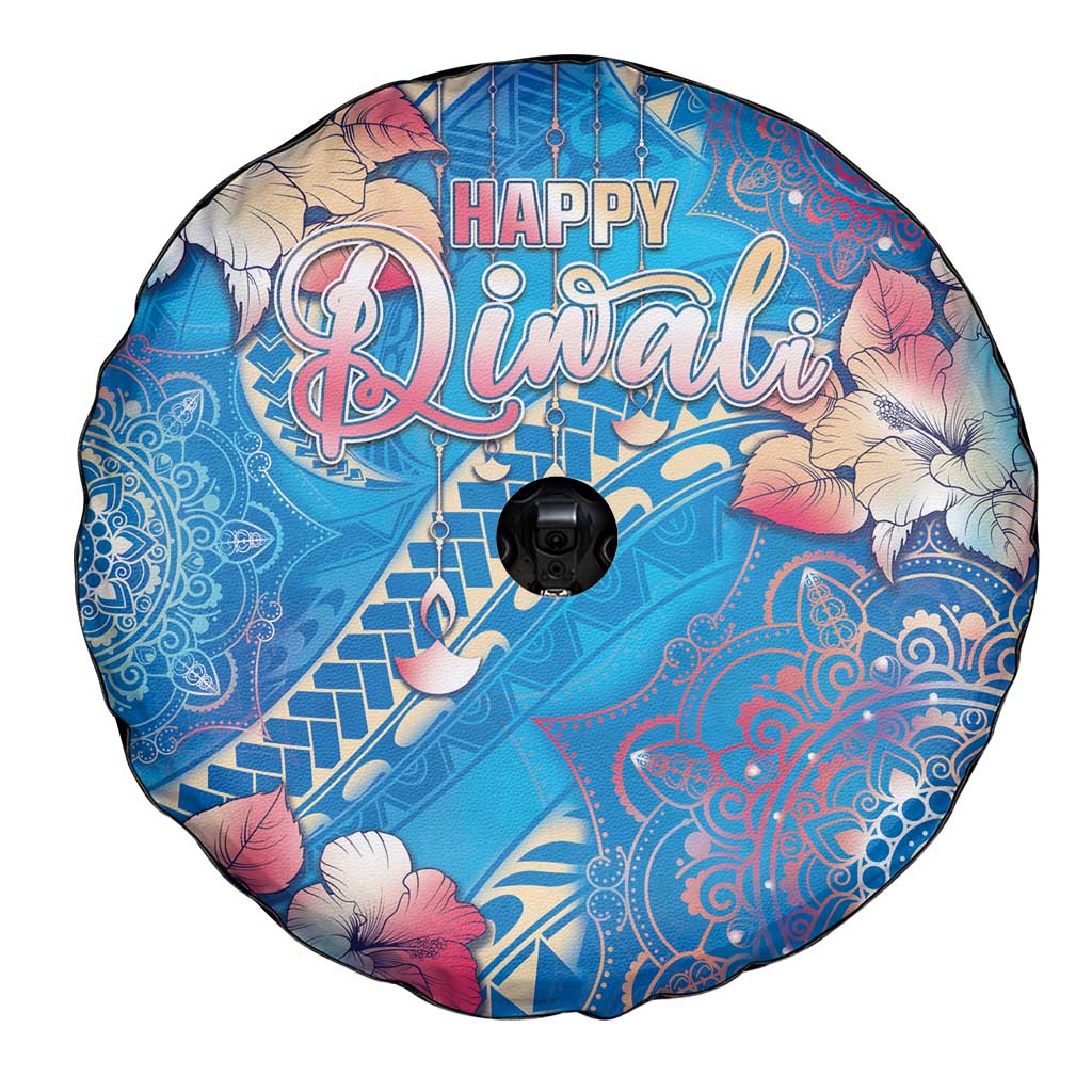 Happy Diwali Festival Spare Tire Cover Diya Lamp Rangoli With Polynesian Pattern LT05 - Polynesian Pride