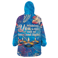 Happy Diwali Festival Wearable Blanket Hoodie Diya Lamp Rangoli With Polynesian Pattern LT05 - Polynesian Pride