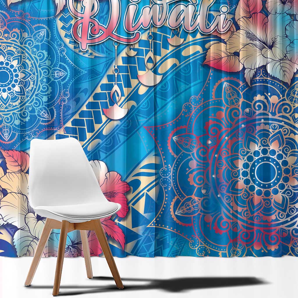 Happy Diwali Festival Window Curtain Diya Lamp Rangoli With Polynesian Pattern LT05 - Polynesian Pride