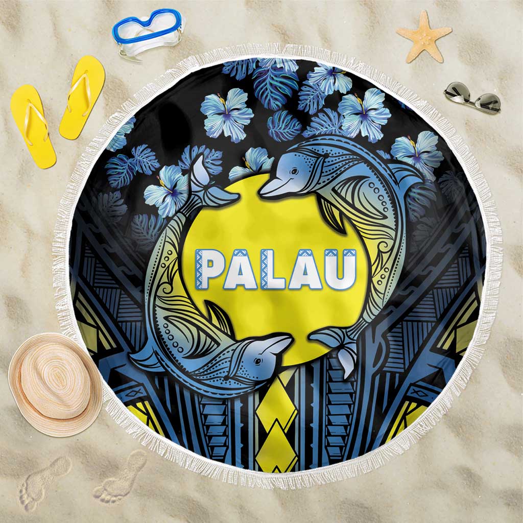 Palau Beach Blanket Polynesian Dolphin Tropical Hibiscus Style