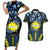 Personalised Palau Couples Matching Short Sleeve Bodycon Dress and Hawaiian Shirt Polynesian Dolphin Tropical Hibiscus Style