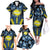 Personalised Palau Family Matching Off The Shoulder Long Sleeve Dress and Hawaiian Shirt Polynesian Dolphin Tropical Hibiscus Style