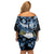 Personalised Palau Family Matching Off Shoulder Short Dress and Hawaiian Shirt Polynesian Dolphin Tropical Hibiscus Style