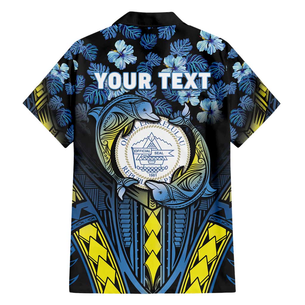 Personalised Palau Hawaiian Shirt Polynesian Dolphin Tropical Hibiscus Style