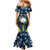 Personalised Palau Mermaid Dress Polynesian Dolphin Tropical Hibiscus Style