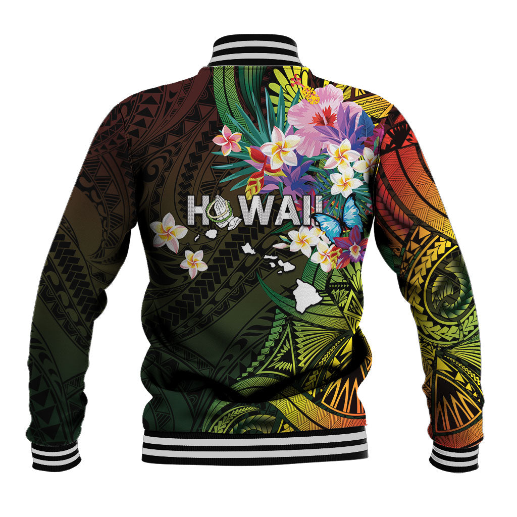Hawaii Strong Baseball Jacket Polynesian Tribal Tropical Flowers LT05 - Polynesian Pride
