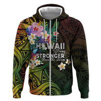 Hawaii Strong Hoodie Polynesian Tribal Tropical Flowers LT05 Zip Hoodie Black - Polynesian Pride
