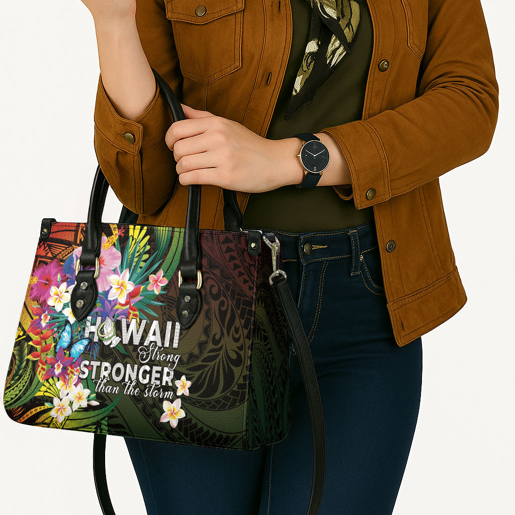 Hawaii Strong Leather Bag Polynesian Tribal Tropical Flowers LT05 - Polynesian Pride
