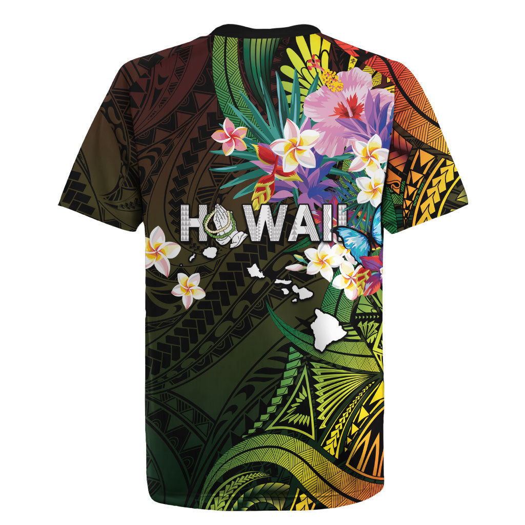 Hawaii Strong Rugby Jersey Polynesian Tribal Tropical Flowers LT05 - Polynesian Pride