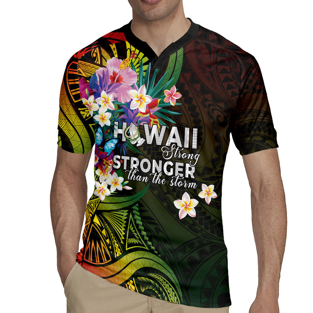 Hawaii Strong Rugby Jersey Polynesian Tribal Tropical Flowers LT05 - Polynesian Pride