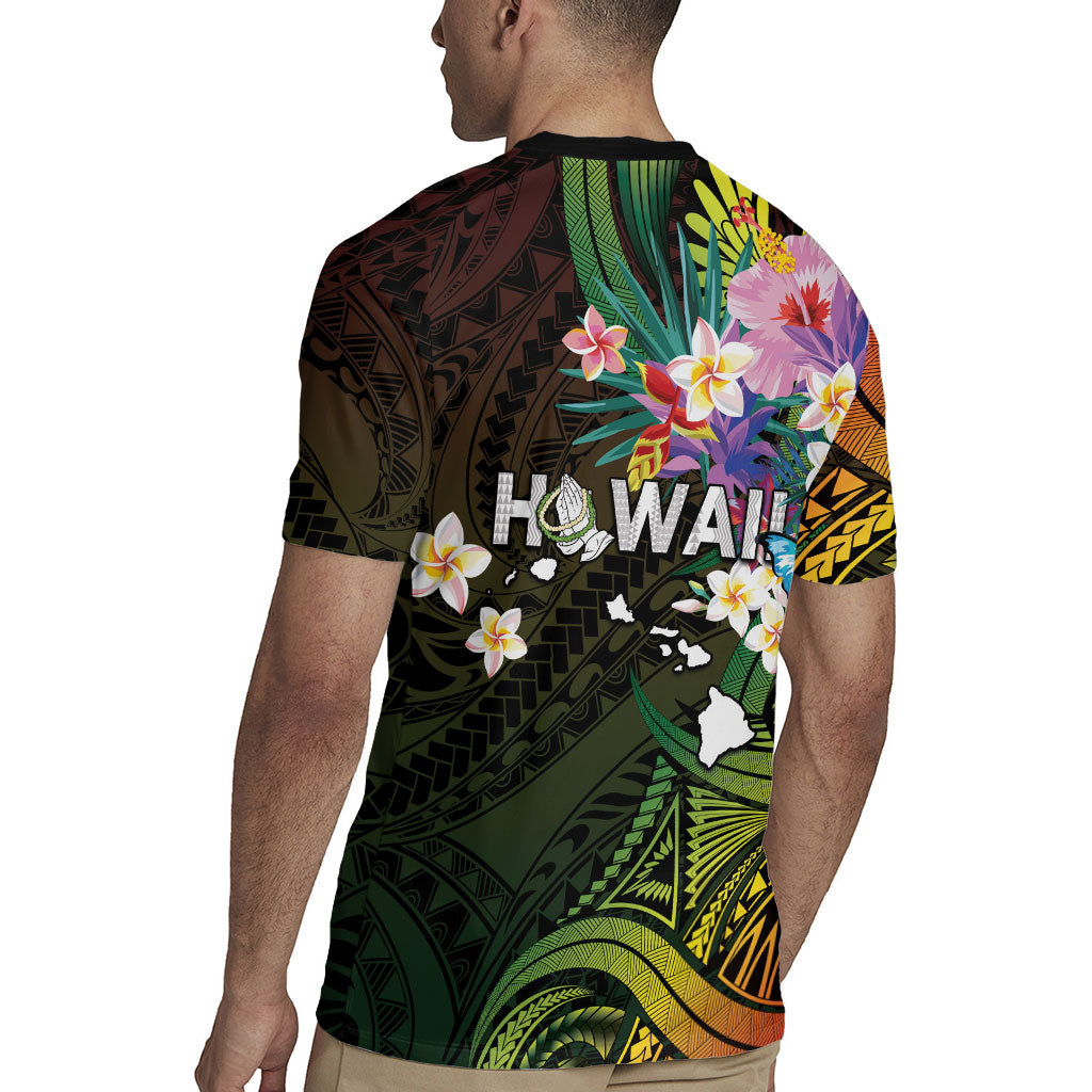 Hawaii Strong Rugby Jersey Polynesian Tribal Tropical Flowers LT05 - Polynesian Pride