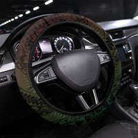 Hawaii Strong Steering Wheel Cover Polynesian Tribal Tropical Flowers LT05 Universal Fit Black - Polynesian Pride