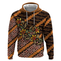 Indonesian Batik Motifs Pattern Floral Art Orange Hoodie LT05 Pullover Hoodie Orange - Polynesian Pride