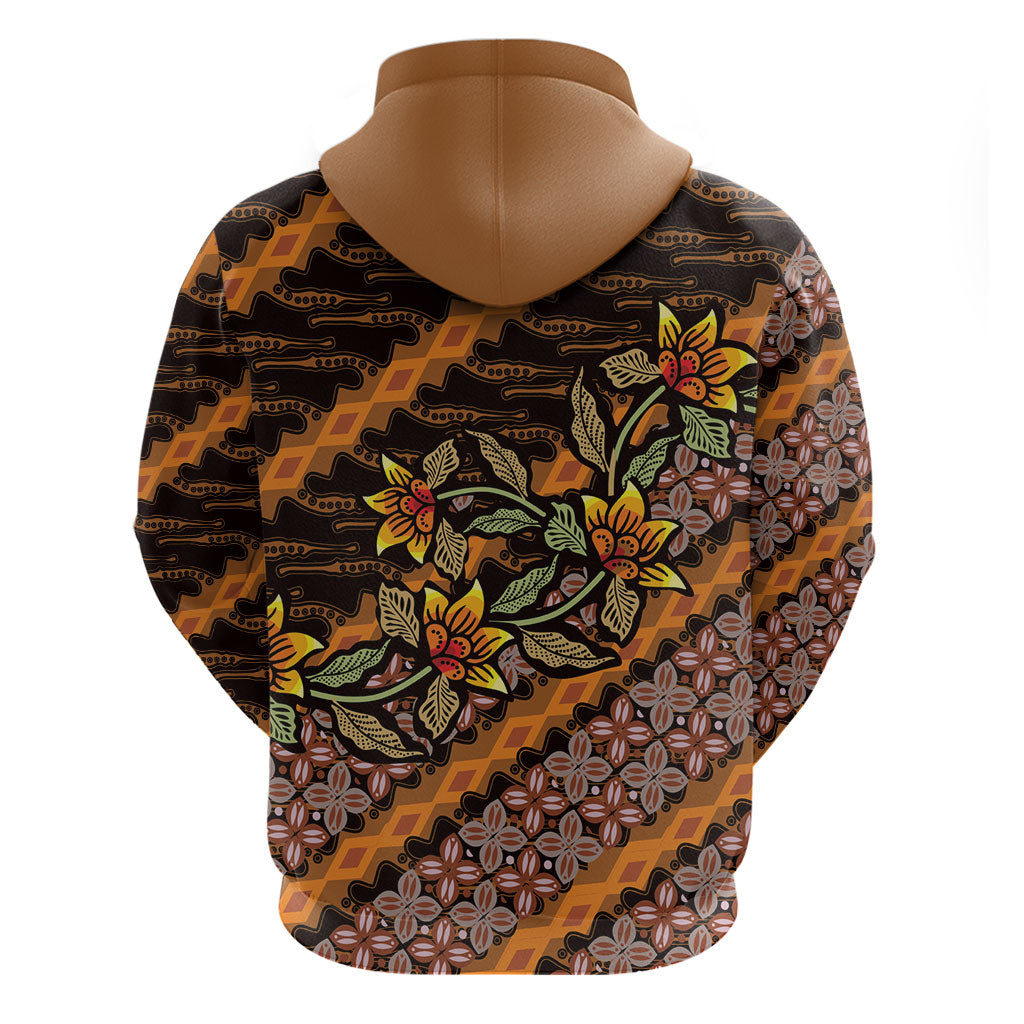 Indonesian Batik Motifs Pattern Floral Art Orange Hoodie LT05 - Polynesian Pride