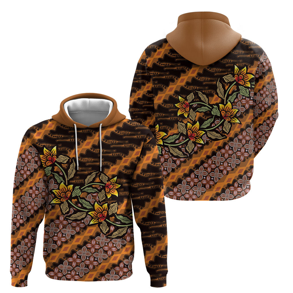 Indonesian Batik Motifs Pattern Floral Art Orange Hoodie LT05 - Polynesian Pride