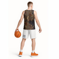 Indonesian Parang Batik Basketball Jersey Brown Gold Floral Pattern LT05 - Polynesian Pride