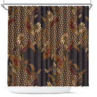 Indonesian Parang Batik Shower Curtain Brown Gold Floral Pattern LT05 Brown - Polynesian Pride