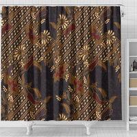 Indonesian Parang Batik Shower Curtain Brown Gold Floral Pattern LT05 - Polynesian Pride