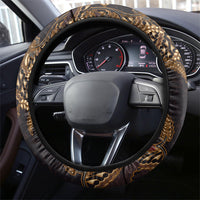 Indonesian Parang Batik Steering Wheel Cover Brown Gold Floral Pattern LT05 - Polynesian Pride