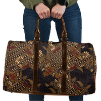 Indonesian Parang Batik Travel Bag Brown Gold Floral Pattern LT05 Brown - Polynesian Pride