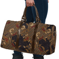 Indonesian Parang Batik Travel Bag Brown Gold Floral Pattern LT05 - Polynesian Pride