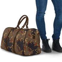 Indonesian Parang Batik Travel Bag Brown Gold Floral Pattern LT05 - Polynesian Pride