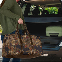 Indonesian Parang Batik Travel Bag Brown Gold Floral Pattern LT05 - Polynesian Pride