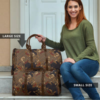 Indonesian Parang Batik Travel Bag Brown Gold Floral Pattern LT05 - Polynesian Pride