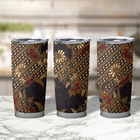 Indonesian Parang Batik Tumbler Cup Brown Gold Floral Pattern LT05 - Polynesian Pride