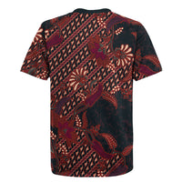 Indonesian Parang Batik Rugby Jersey Red Floral Pattern LT05 - Polynesian Pride